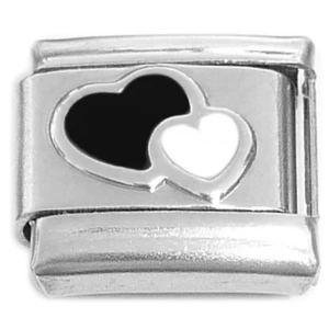 Cute Black White Hearts Italian Charm
