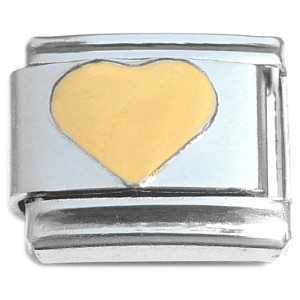 Raised Goldtone Heart Italian Charm Raised Goldtone Heart Italian Charm