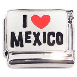 I Love Mexico Red Heart Italian Charm