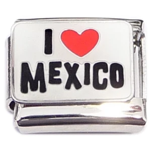 I Love Mexico Red Heart Italian Charm