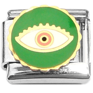 All Knowing Evil Eye Green Circle Italian Charm