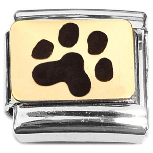 Black Animal Paw Print Italian Charm