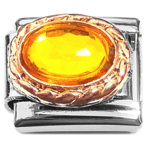 Amber Oval Bling Italian Charm Amber Oval Bling Italian Charm