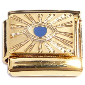 Evil Eye Protection Burst Goldtone Base Italian Charm Evil Eye Protection Burst Goldtone Base Italian Charm