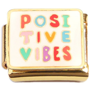 Positive Vibes Goldtone Base Italian Charm Positive Vibes Goldtone Base Italian Charm