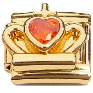 Claddagh Heart Bling Gold Base Italian Charm
