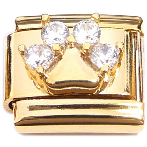 Paw Clear Bling Goldtone Base Italian Charm Paw Clear Bling Goldtone Base Italian Charm