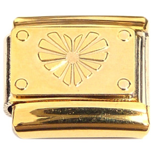 Patterned Heart Goldtone Base Italian Charm Patterned Heart Goldtone Base Italian Charm