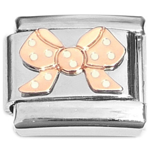 Cute Bow Ribbon Rose Color Italian Charm