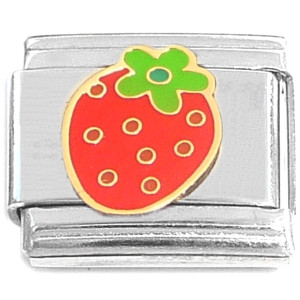 Cute Strawberry Seeds and Stem Italian Charm Cute Strawberry Seeds and Stem Italian Charm