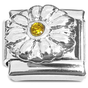Flower Shiny Amber Bling Italian Charm