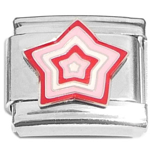 Red Pink Star Burst Layers Italian Charm