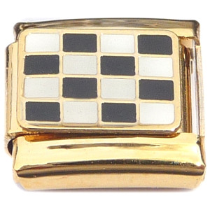 Racing Checkered Flag Goldtone Base Italian Charm Racing Checkered Flag Goldtone Base Italian Charm
