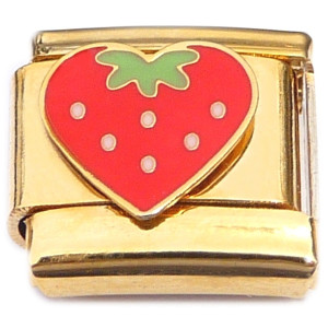 Cute Strawberry Goldtone Base Italian Charm Cute Strawberry Goldtone Base Italian Charm