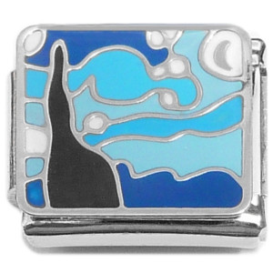 Blue Sky Moon Stars Painting Italian Charm