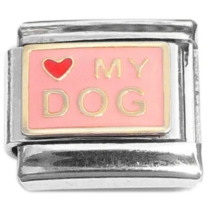 Love My Dog Pink Italian Charm