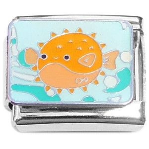 Puffer Fish Swimming Italian Charm Puffer Fish Swimming Italian Charm