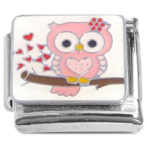 Owl Hearts Flowers Italian Charm
