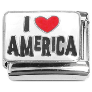 I Love America Red Heart Italian Charm