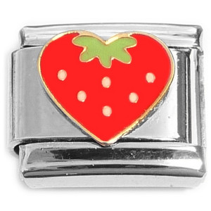 Red Strawberry Green Stem Italian Charm Red Strawberry Green Stem Italian Charm