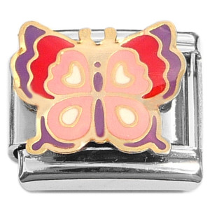 Multicolor Purple Red Pink Butterfly Italian Charm