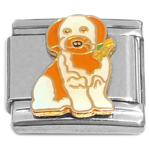Saint Bernard Holding Flowers Italian Charm