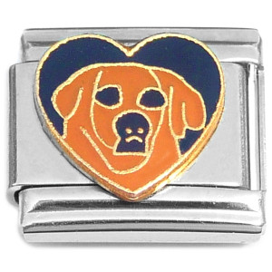 Brown Lab Dog in Heart Italian Charm