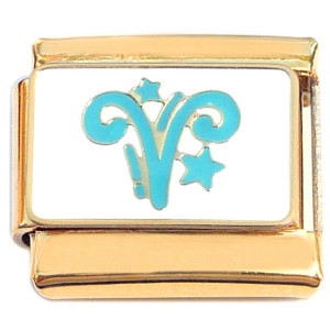Aries Zodiac Sign Goldtone Base Italian Charm Aries Zodiac Sign Goldtone Base Italian Charm