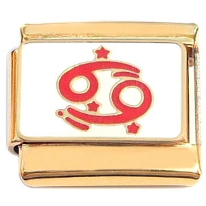 Cancer Zodiac Sign Gold Base Italian Charm