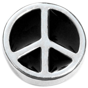 Peace Sign on Black Floating Locket Charm Peace Sign on Black Floating Locket Charm
