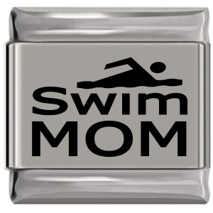 Swim Mom Laser Engraved Italian Charm (9mm Standard Size)