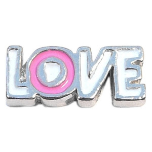 White And Pink Love Floating Locket Charm White And Pink Love Floating Locket Charm