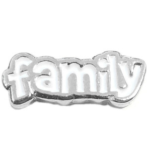 Printed Family In White Floating Locket Charm Printed Family In White Floating Locket Charm