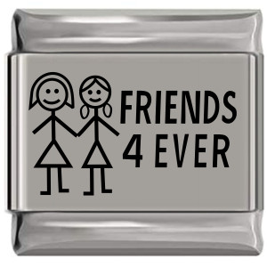 Friends 4 Ever Laser Engraved Italian Charm (9mm Standard Size) Friends 4 Ever Laser Engraved Italian Charm (9mm Standard Size)