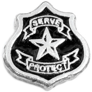 Serve And Protect Badge Floating Locket Charm