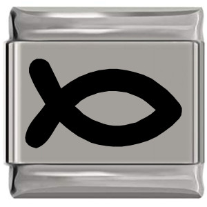 Christian Fish Laser Engraved Italian Charm (9mm Standard Size) Christian Fish Laser Engraved Italian Charm (9mm Standard Size)