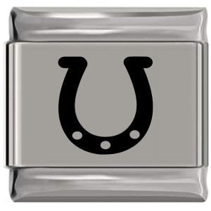 Horseshoe Horse Shoe Laser Engraved Italian Charm (9mm Standard Size)