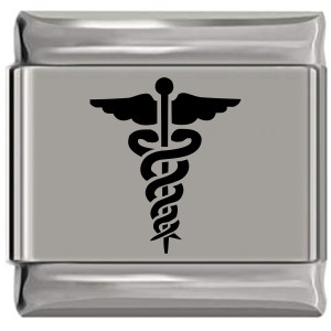Medical Caduceus Symbol Laser Engraved Italian Charm (9mm Standard Size) Medical Caduceus Symbol Laser Engraved Italian Charm (9mm Standard Size)