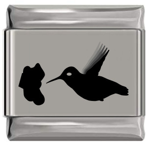 Hummingbird Laser Engraved Italian Charm (9mm Standard Size)