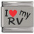 I Love my RV Red Heart Laser Engraved Italian Charm