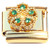 Flower Green Bling Gold Base Italian Charm