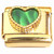 Beaded Green Heart on Gold Base Italian Charm