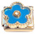 Blue Flower Fringed Gold Base Italian Charm