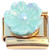 Raised Pearly Aqua Flower on Gold Base Italian Charm