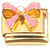 Pearly Pink Bow Gold Base Italian Charm