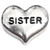 Sister Silvertone Heart Floating Locket Charm