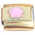 Pink Rounded Flower Goldtone Base Italian Charm