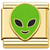 Green Alien Head Gold Base Italian Charm