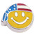 US Flag Patriotic Smiley Face Floating Locket Charm
