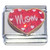 Mom on Red Heart Cursive Italian Charm